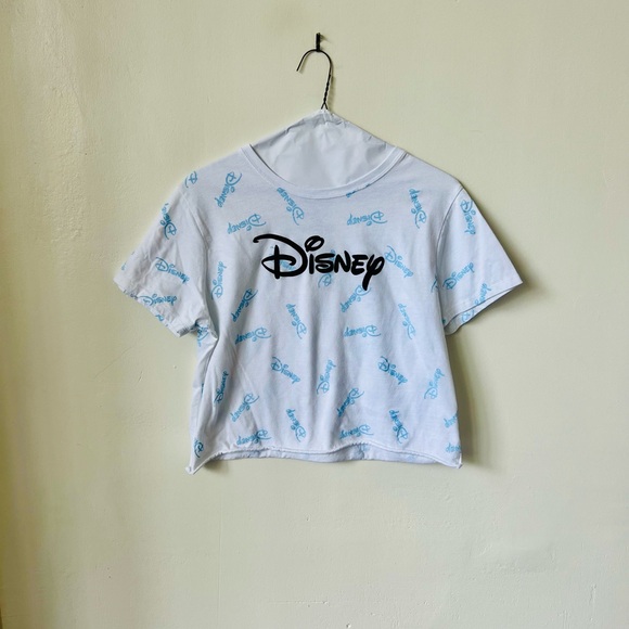 DISNEY Logo Crewneck Cropped T Shirt Size XL - Picture 2 of 6